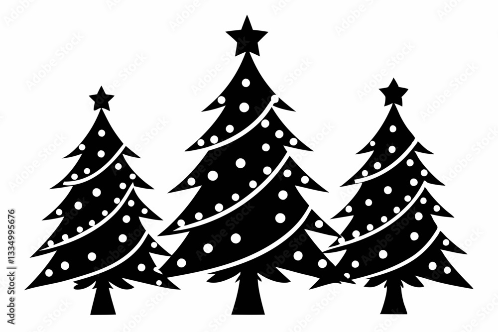 christmas tree set line art silhouette vector illustration christmas tree set line art silhouette vector illustration