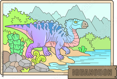 prehistoric dinosaur iguanodon, illustration design