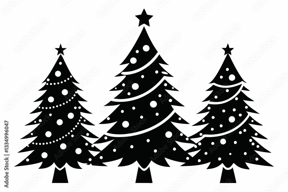 christmas tree set line art silhouette vector illustration christmas tree set line art silhouette vector illustration