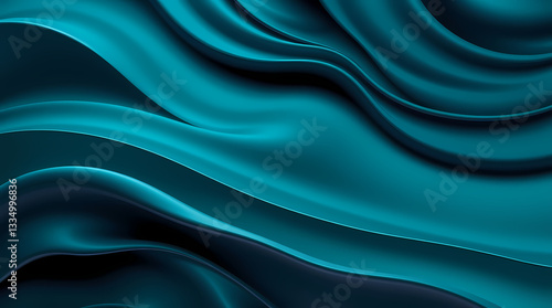 Wallpaper Mural Elegant teal abstract wavy background with smooth curves and modern flowing texture Torontodigital.ca