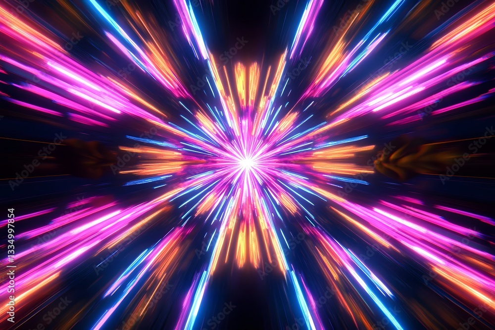 Fototapeta premium Radiant neon burst of dynamic geometric energy