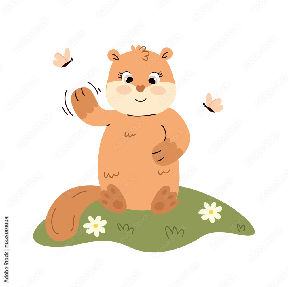 Obraz premium cute cartoon otter. vector illustration of cute otter