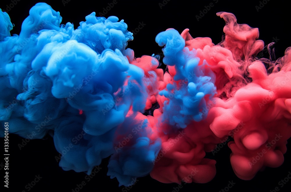 Fototapeta premium Abstract ink mix, vibrant colors, black background