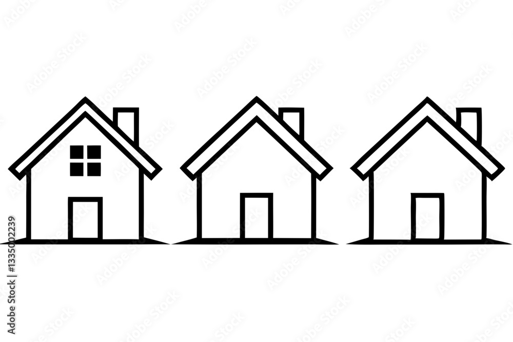 Fototapeta premium house icon set line art silhouette vector illustration