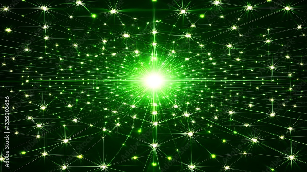 Obraz premium Green glowing starburst explosion.