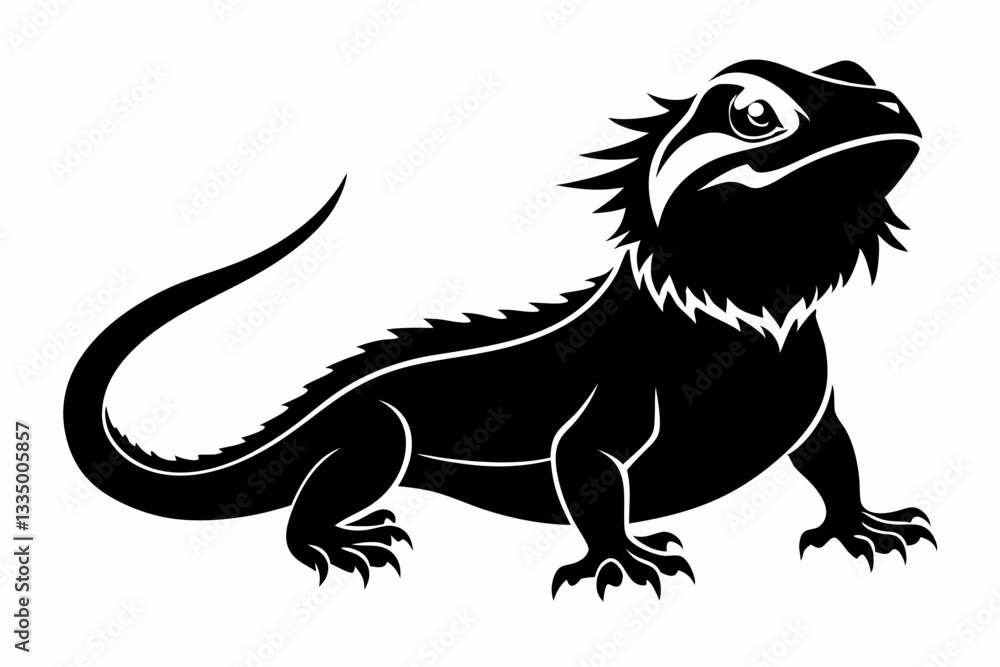 Obraz premium a bearded dragon line art silhouette vector illustration