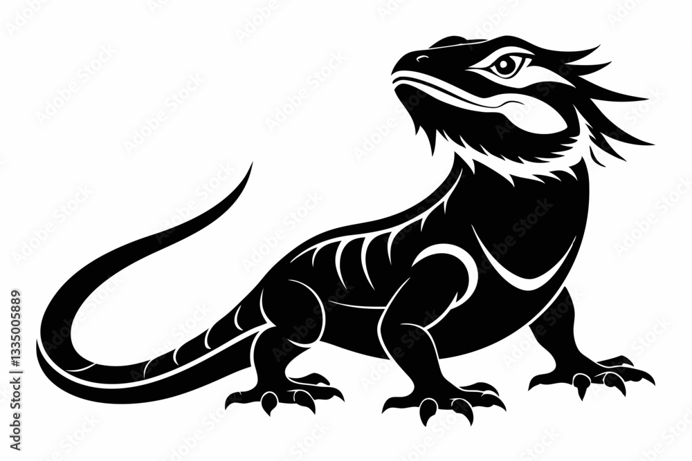 Obraz premium a bearded dragon line art silhouette vector illustration