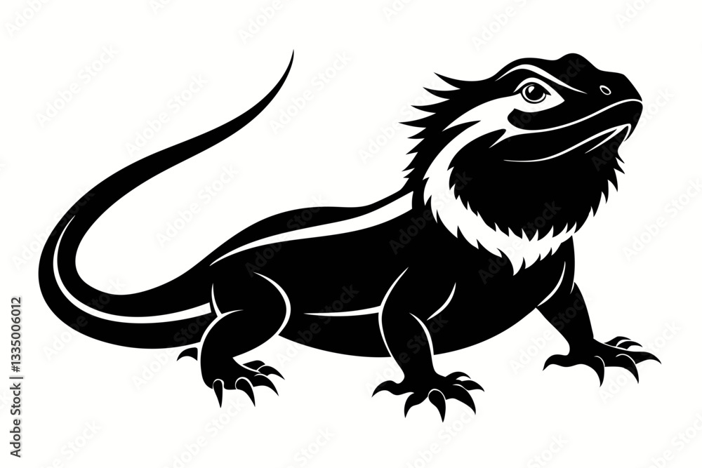 Obraz premium a bearded dragon line art silhouette vector illustration