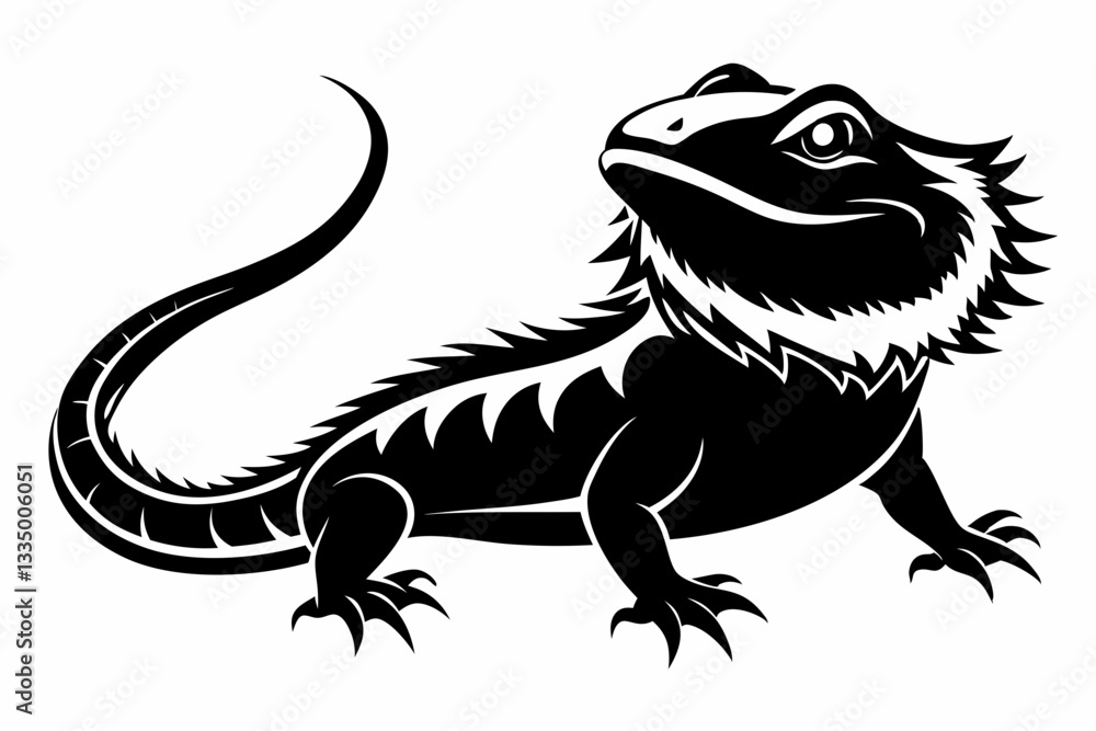 Obraz premium a bearded dragon line art silhouette vector illustration