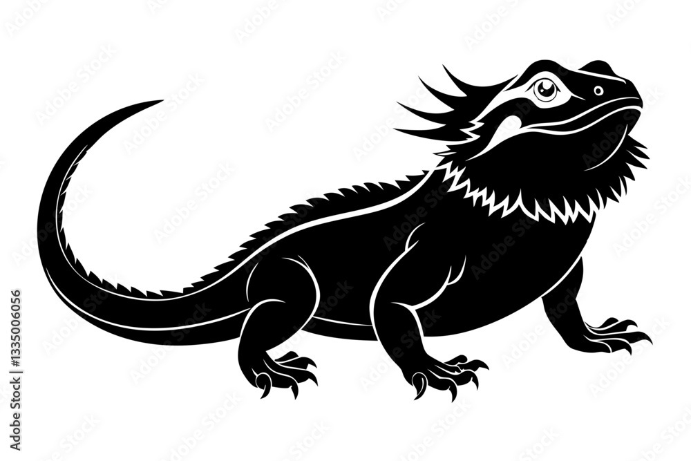 Fototapeta premium a bearded dragon line art silhouette vector illustration