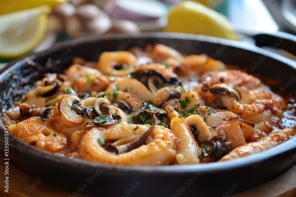 Barcelona s classic tapa of cuttlefish with wild mushrooms Barcelona s classic tapa of cuttlefish with wild mushrooms