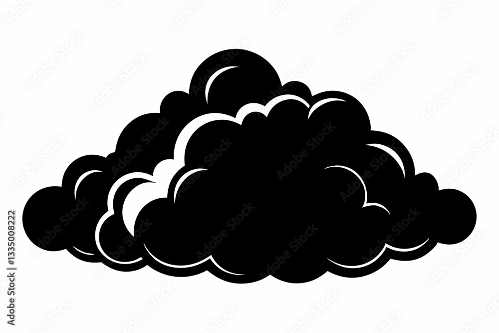 beautiful fluffy clouds line art silhouette vector illustration beautiful fluffy clouds line art silhouette vector illustration