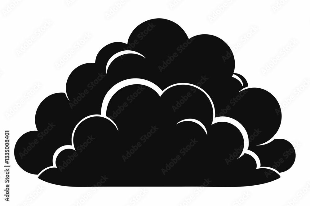 beautiful fluffy clouds line art silhouette vector illustration beautiful fluffy clouds line art silhouette vector illustration