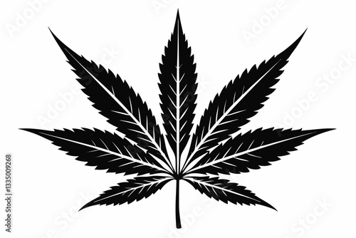 cannabis leaf line art silhouette vector illustration