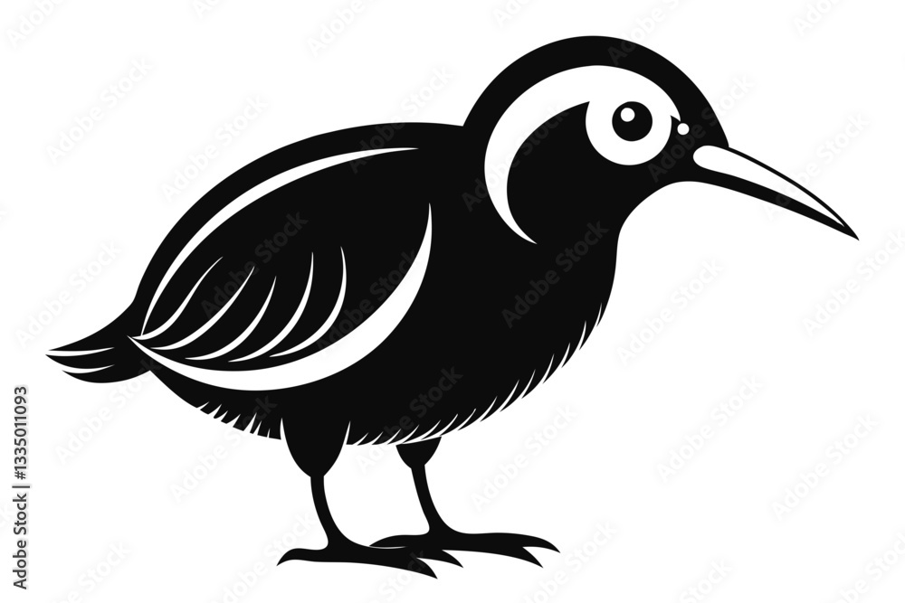 Obraz premium cute pan kauri bird line art silhouette vector illustration