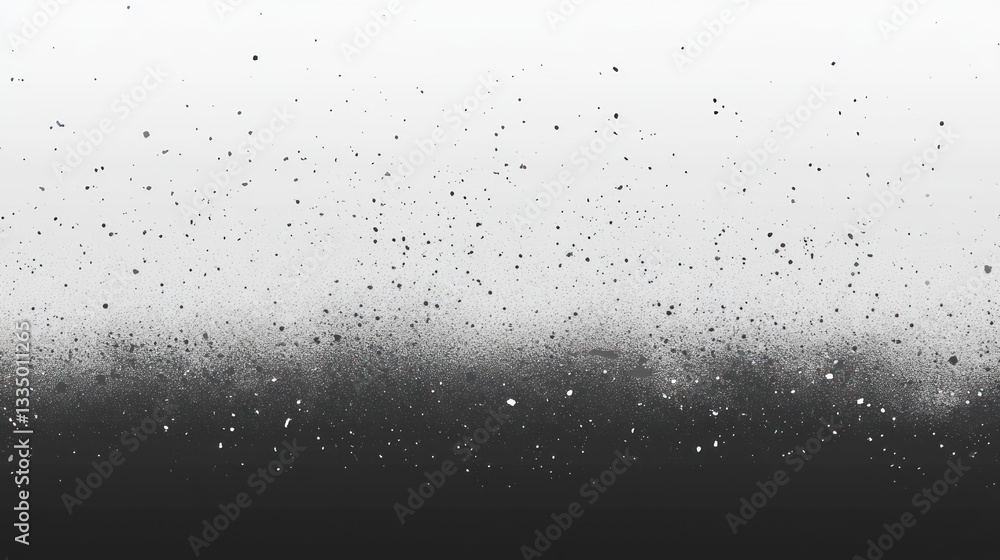 Obraz premium Abstract grayscale texture with gradient and scattered particles.