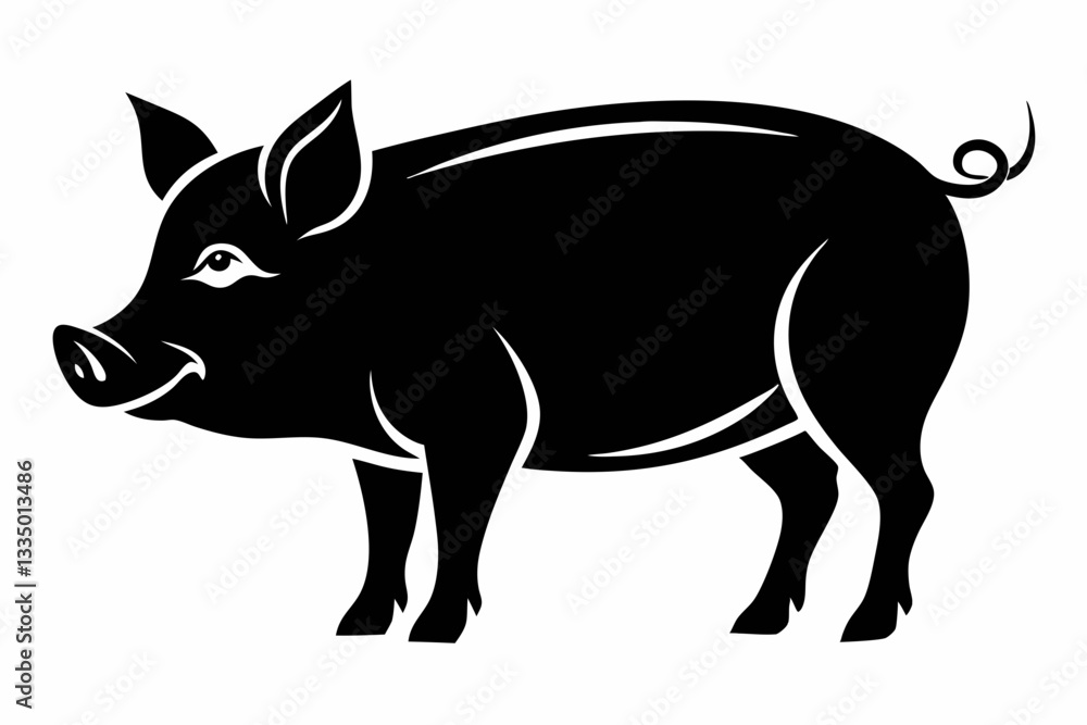 pig line art silhouette vector illustration pig line art silhouette vector illustration
