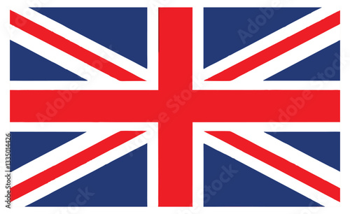Vector Illustration of the United Kingdom Flag (Union Jack) with Red, White, and Blue Design, Symbolizing British Heritage