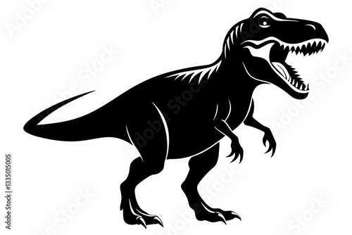 tyrannosaurus rex dinosaur line art silhouette vector illustration