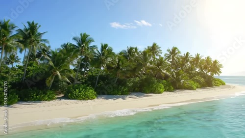 Wallpaper Mural Tropical Island Paradise: White Sand Beach, Palm Trees, Turquoise Water, Scenic Vacation Destination, Summer Getaway Video Torontodigital.ca