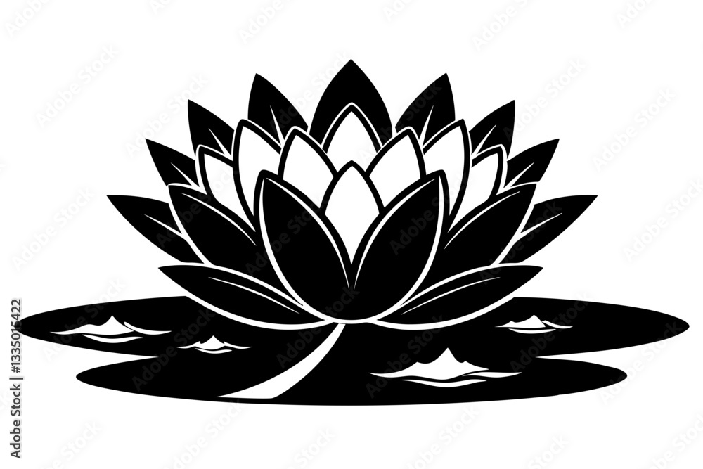 water lily flower plant line art silhouette vector illustration water lily flower plant line art silhouette vector illustration