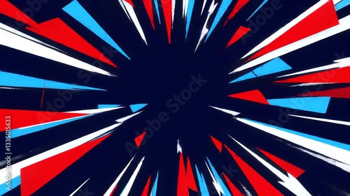 Wallpaper Mural Dynamic Abstract Burst: Red, White, and Blue Geometric Explosion - Modern Art Background with Radial Lines and Vibrant Colors Torontodigital.ca