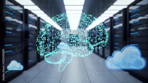 Wallpaper Mural AI Brain in Cloud Computing Data Center: Artificial Intelligence, Machine Learning, Neural Network, Server Room Technology Concept Torontodigital.ca