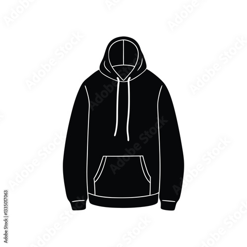 Black and White Hoodie Icon for Casual Wear, Fashion, and Apparel
