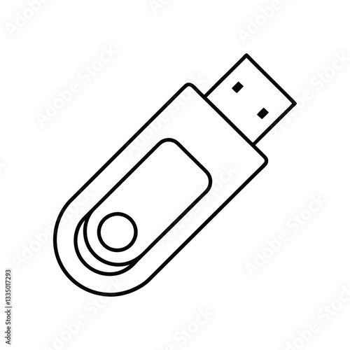 Black and White USB Flash Drive Icon for Technology, Data, and Storage