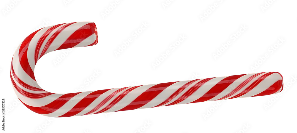 Obraz premium Classic red and white striped candy cane with glossy texture