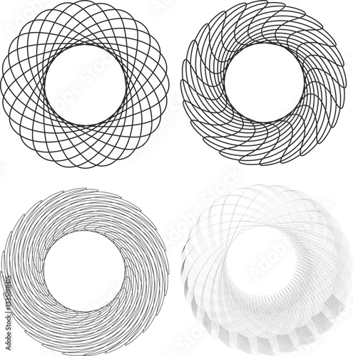 Circular, radial and radiating lines. Circular, concentric circles