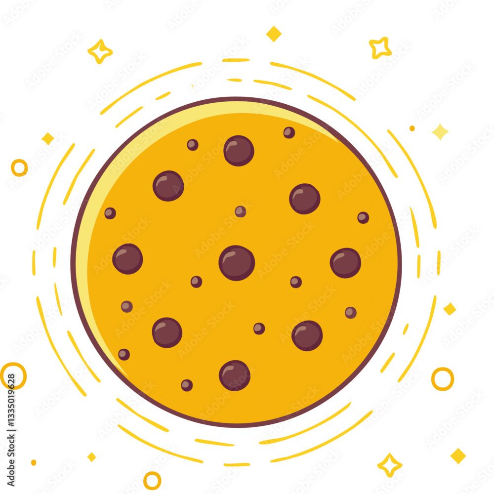 Fototapeta premium Round Chocolate Chip Cookie with a Golden-Brown Surface and Crispy Texture 