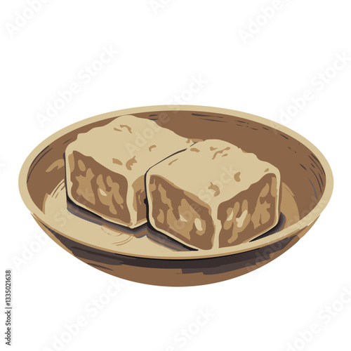 Vector Illustration of Crispy Fried Tofu with Sauce

