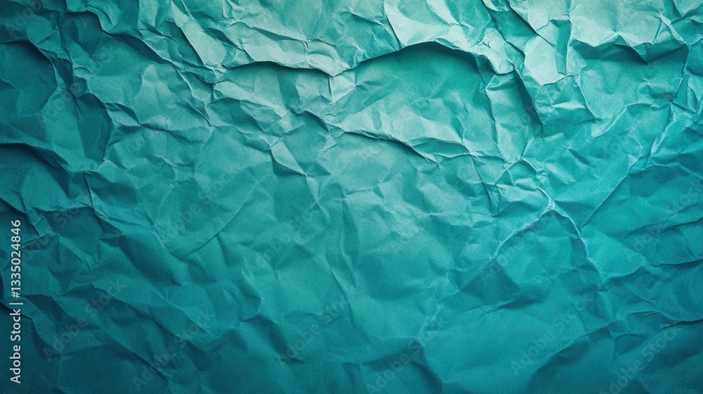 Fototapeta premium Textured crumpled green paper abstract background design.