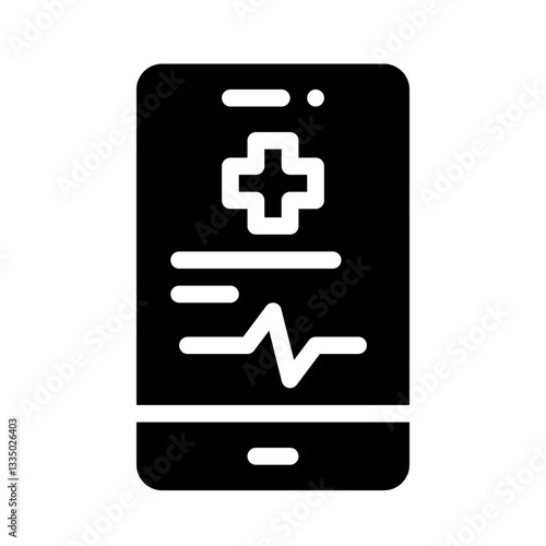 mobile health app glyph icon