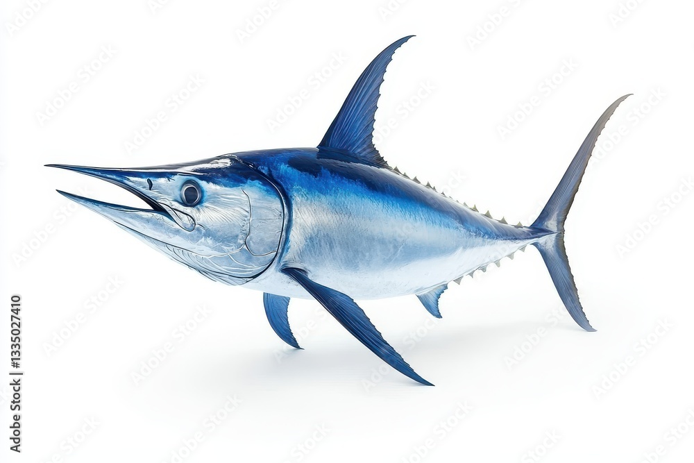 Obraz premium Blue Marlin display set against a white backdrop
