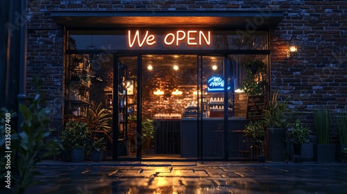 Wallpaper Mural Inviting Cafe at Night with Warm Lighting and Wet Pavement Torontodigital.ca