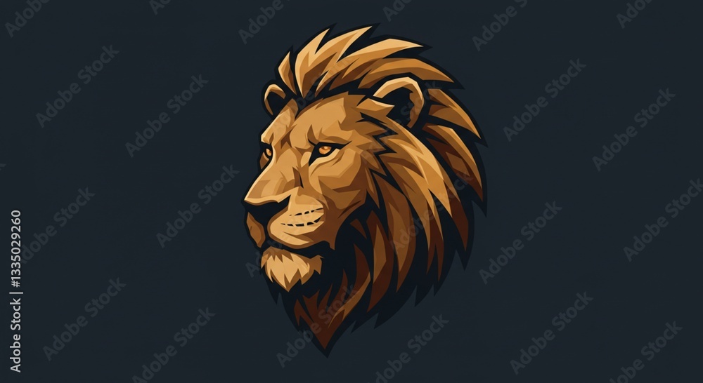 Fototapeta premium lion head logo on black background