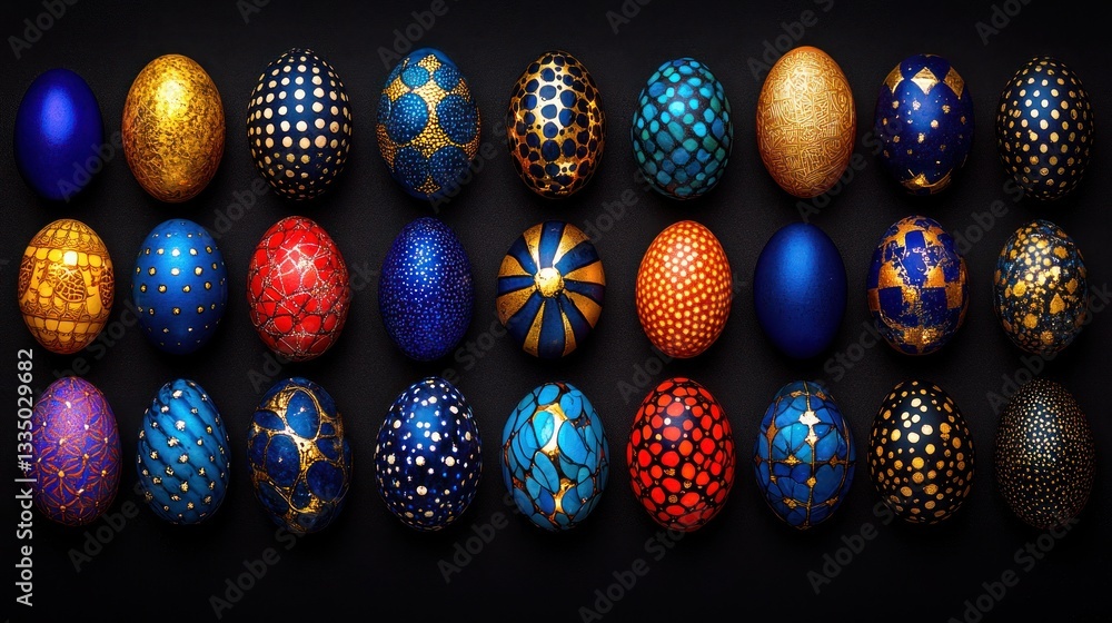 Vibrant Nowruz Eggs Background with Traditional Persian Colors Vibrant Nowruz Eggs Background with Traditional Persian Colors