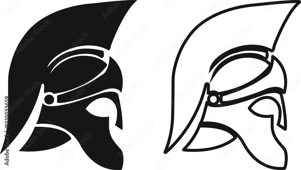 spartan helmet icon in flat, line style set isolated on transparent background spartan helmet icon in flat, line style set isolated on transparent background