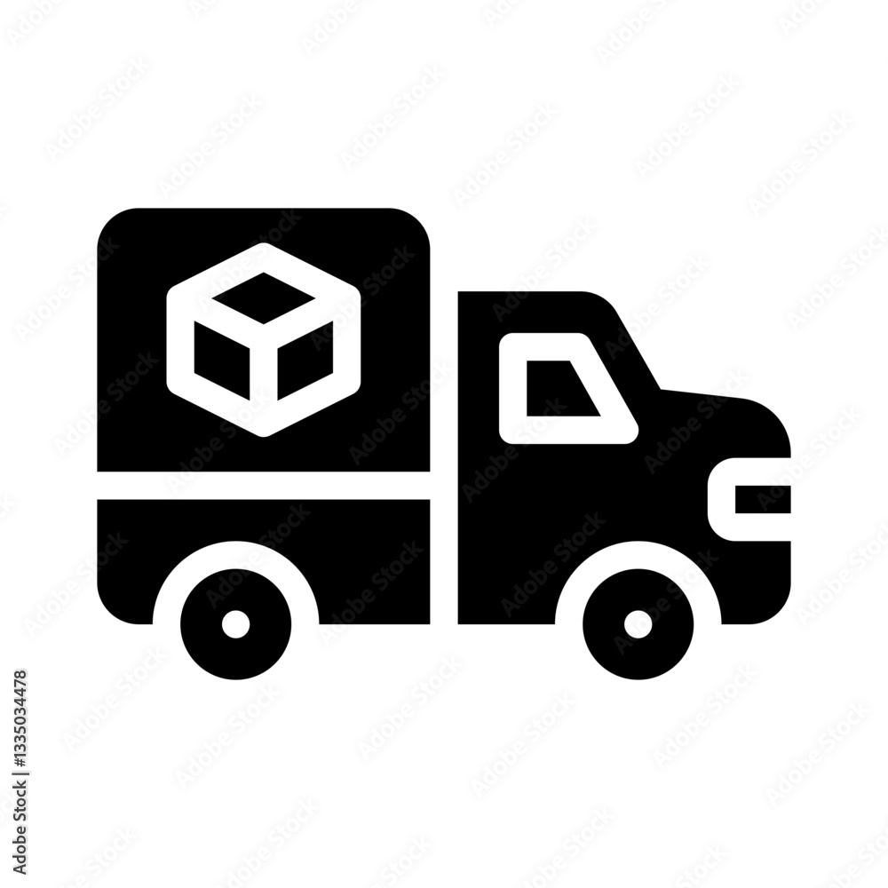 truck with package glyph icon truck with package glyph icon