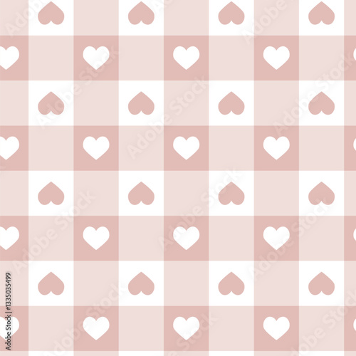 Pastel color gingham pattern with hearts