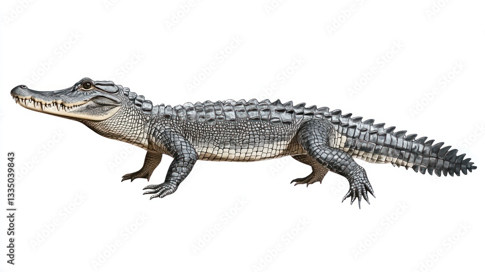 American Alligator Profile: A Detailed Illustration of a Juvenile Alligator American Alligator Profile: A Detailed Illustration of a Juvenile Alligator