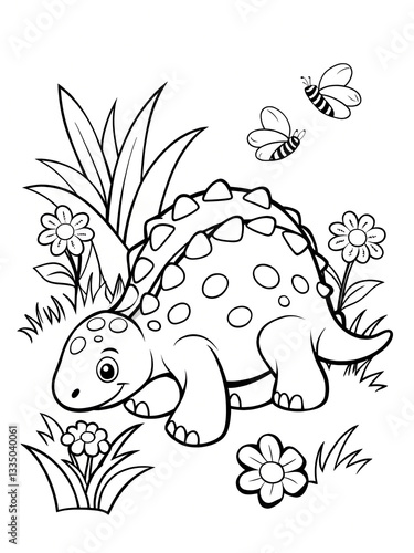 Wallpaper Mural Adorable Baby Stegosaurus Coloring Page – Cute Prehistoric Creature with Nature Torontodigital.ca