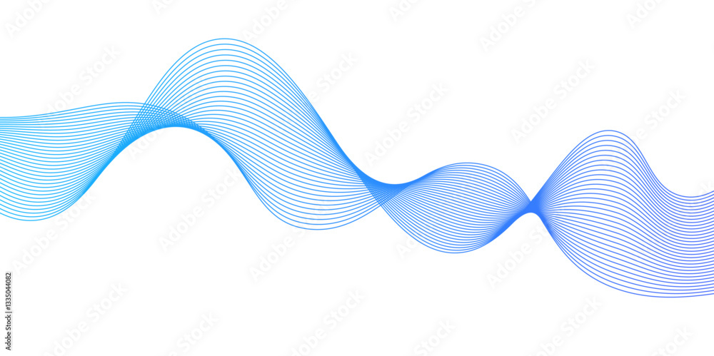 Fototapeta premium Abstract background with blue wave lines on white.Thin line wavy abstract vector background.Abstract wave line for banner, wallpaper background with wave,