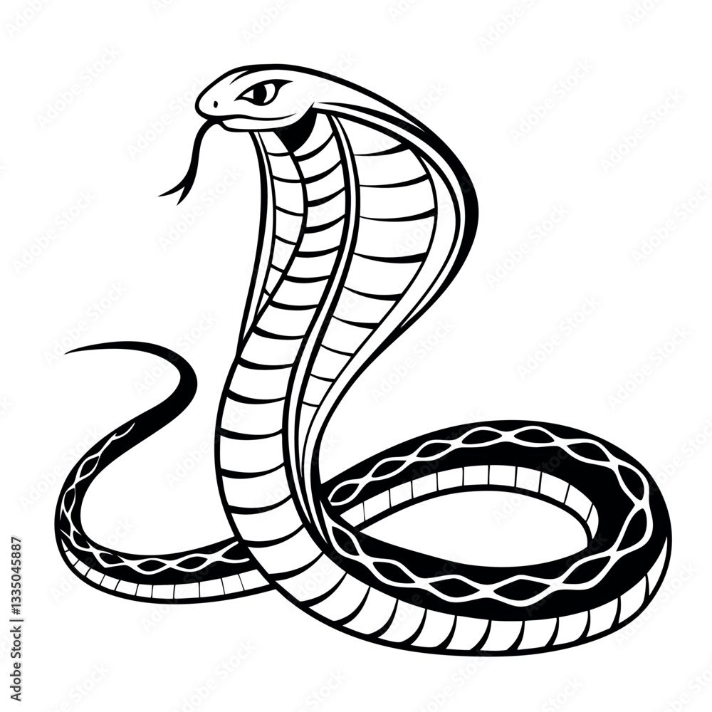 Fototapeta premium A line art Snake silhouette vector 