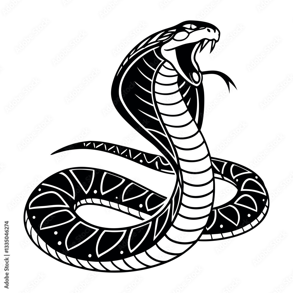 Fototapeta premium A line art Snake silhouette vector 