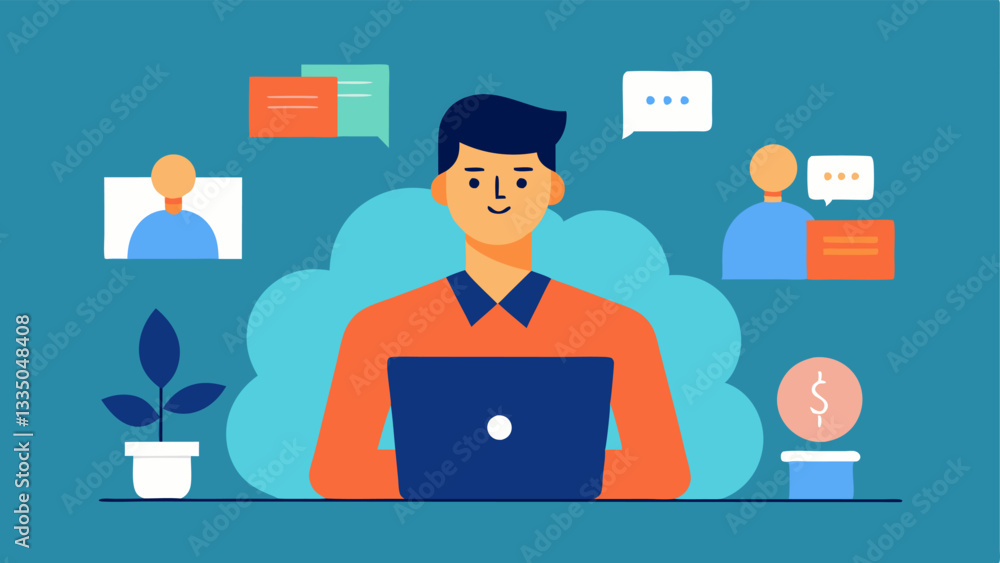 Online Webinar Session An of a small business owner hosting a virtual workshop to connect with customers highlighting adaptability in changing times. Online Webinar Session An of a small business owner hosting a virtual workshop to connect with customers highlighting adaptability in changing times.