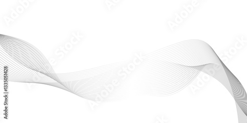 Geometric technology round shape black gradient curve shape isolated on white background, white and black background with white lines, Abstract black smoke swirls over white background.