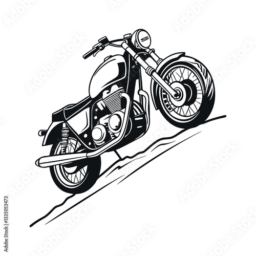 Black line art  motor bike silhouette vector 